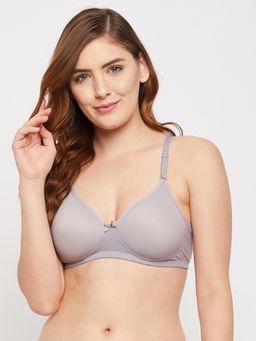 Clovia - Powernet Solid Padded Full Cup Wire Free T-Shirt Bra - Grey
