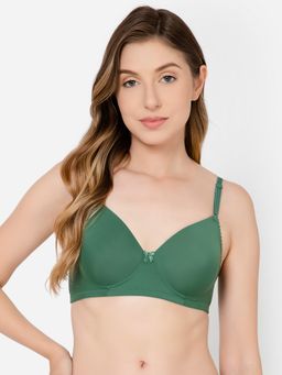 Clovia - Polyamide Solid Padded Full Cup Wire Free T-Shirt Bra - Green