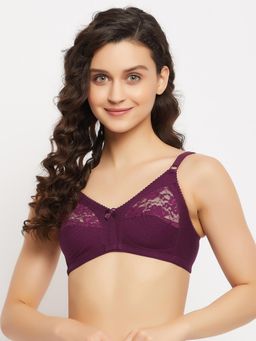 Clovia - Cotton Solid Non-Padded Full Cup Wire Free Everyday Bra - Purple