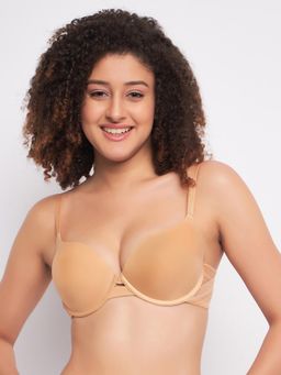 Clovia - Polyamide Solid Padded Demi Cup Underwired Push-Up Bra - Beige