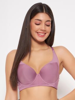 Clovia - Polyamide Solid Padded Demi Cup Underwired Push-Up Bra - Lavender
