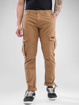 Spykar - Khaki Regular Fit Cargo Pant for Men