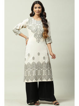 Biba - White Straight Kurta