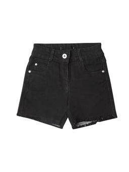 TINY GIRL - Solid Cotton Shorts- Black