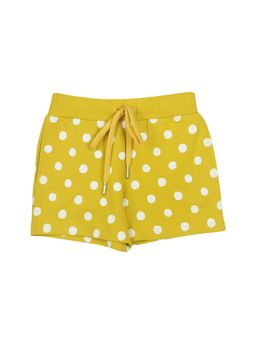 TINY GIRL - Polka Dot Printed Cotton Shorts- Mustard