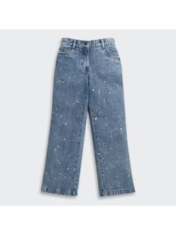 TINY GIRL - Denim Rain Drop Detailed Colourfull Jeans- Light Blue