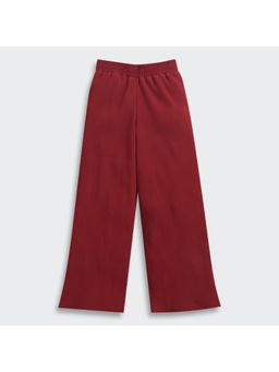TINY GIRL - Pleated Fabric Solid Full Length Palazzo- Red