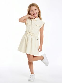 max - Girls Cream Textured Shirt Dress