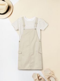 max - Girls Solid Pinafore Dress with T-shirt