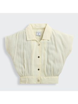 TINY GIRL - Woven Half Sleeves Stripe Printed Shirt- Yellow