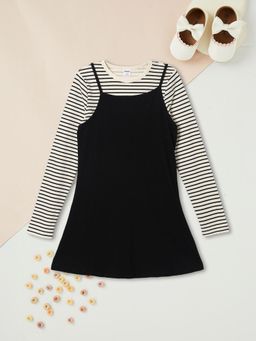 max - Girls Solid Pinafore Dress with T-shirt