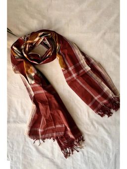 Sutra Art of Clothing - Handloom Brown Double Ikkat Dupatta