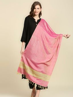 Dupatta Bazaar - Womens Two Tone Pink Cotton Silk Stole / Dupatta