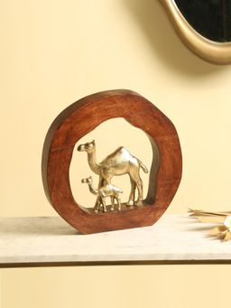 Manor House - Camels Metal Sculpture On Wooden Stand