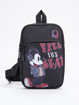 Bewakoof - Official Disney Merchandise Unisex Black Feel The Beat Printed Sling Bag