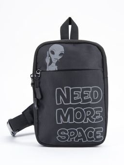 Bewakoof - Unisex Black Need More Space Printed Sling Bag
