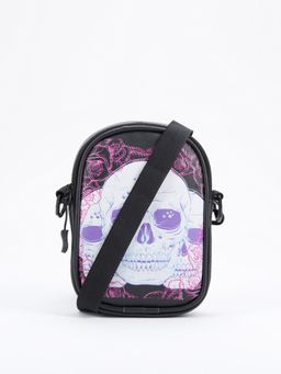 Bewakoof - Unisex Black Skull & Roses Printed Sling Bag