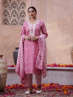 Rangdeep - Gahan Floral Pure Cotton Kurta With Pant & Dupatta