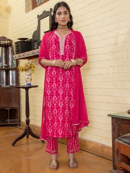 Rangdeep - Floral Regular Gotta Patti Pure Cotton Kurta With Pant & Dupatta
