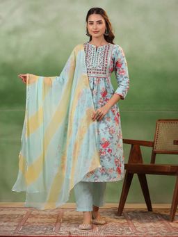 Rangdeep - Women Floral Regular Pure Cotton Kurta With Pant & Dupatta
