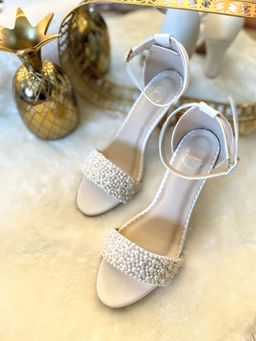 Modanta - White Pearl Strap Heels