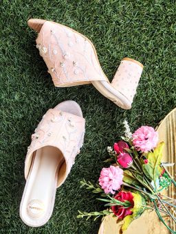 Modanta - Pink Floral Peep Toes Sandal Heels