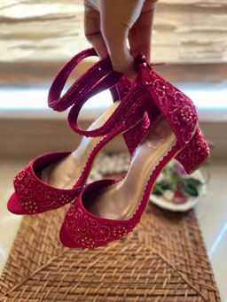 Modanta - Pink Embroidered Heels