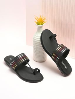 Valentino - Women Black Kolhapuris