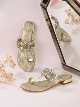 Valentino - Women Premium Gold Sandal Heels