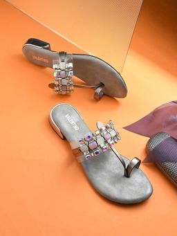 Valentino - Women Premium Grey Sandal Heels