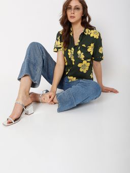 VERO MODA - Women Floral Green Shirt
