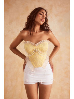 Lea Clothing - Yvette Yellow Corset Crop Top