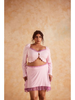 Lea Clothing - Iben Lavender Crop Top And Skirt (Set of 2)