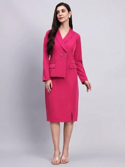 Powersutra - Women Hot Pink Stretch Blazer Midi Dress