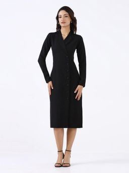 Powersutra - Women Black Stretch Sheath Midi Dress