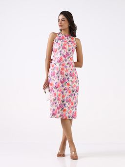 Powersutra - Women Multicolor Floral Stretch A-Line Midi Dress