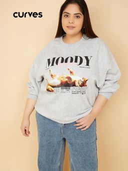 max - Urb_N Women Printed Oversized Sweatshirt