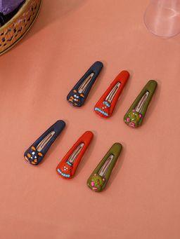 Estele - Multicolor Beautiful Metal Hair Tik-tak Clips for Women or Girl Pack of 6