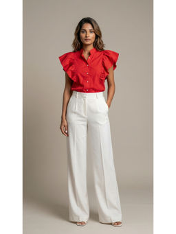 Loveprasha - Red Hot Red Ruffled Shirt