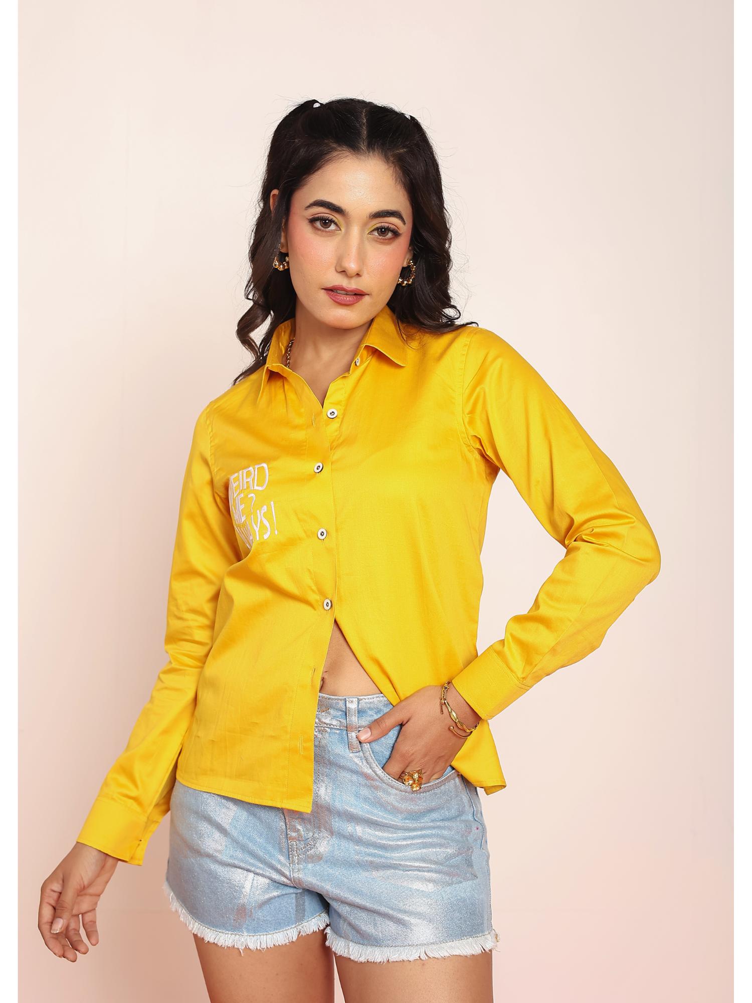 loveprasha Yellow Embroidered Collared Shirt-picture-40