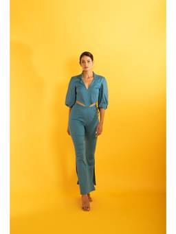 Loveprasha - Turquoise Solid Blue Jumpsuit