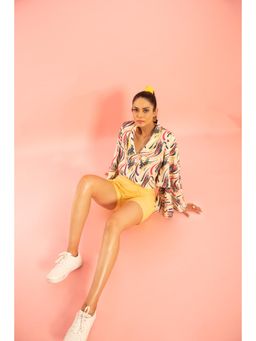 Loveprasha - Womens Cream Wavy Printed Shirt