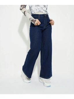 VBEAUTI - Women Wideleg Streachable High Rise Navy Jeans