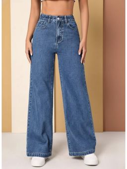 VBEAUTI - Women Streachable Ice Wideleg High Rise Jeans