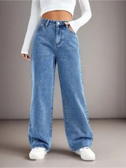 VBEAUTI - Streachable Women Ice Wideleg High Rise Jeans
