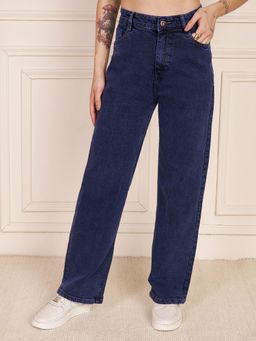 VBEAUTI - Navy Blue Wideleg Streachable Women High Rise Jeans