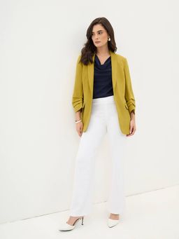 SALT Attire - Womens Spunky Luxe Lime Yellow Blazer