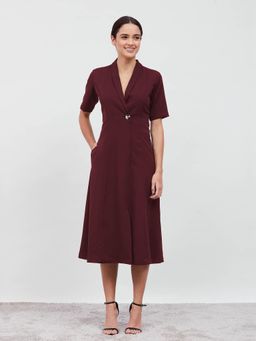 SALT Attire - Stalwart Maroon Solid Dress
