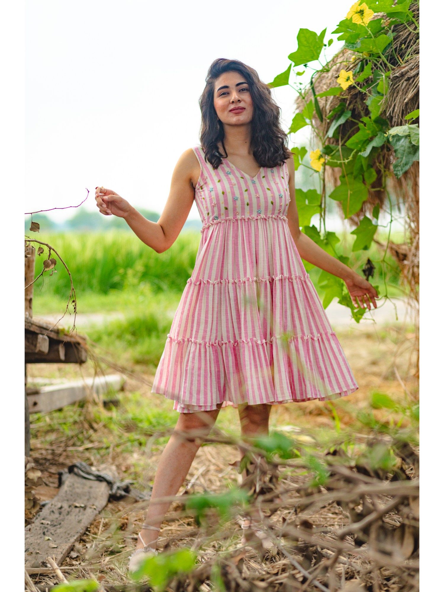 mushio Farda Dress with Floral Hand Embroidery-picture-25
