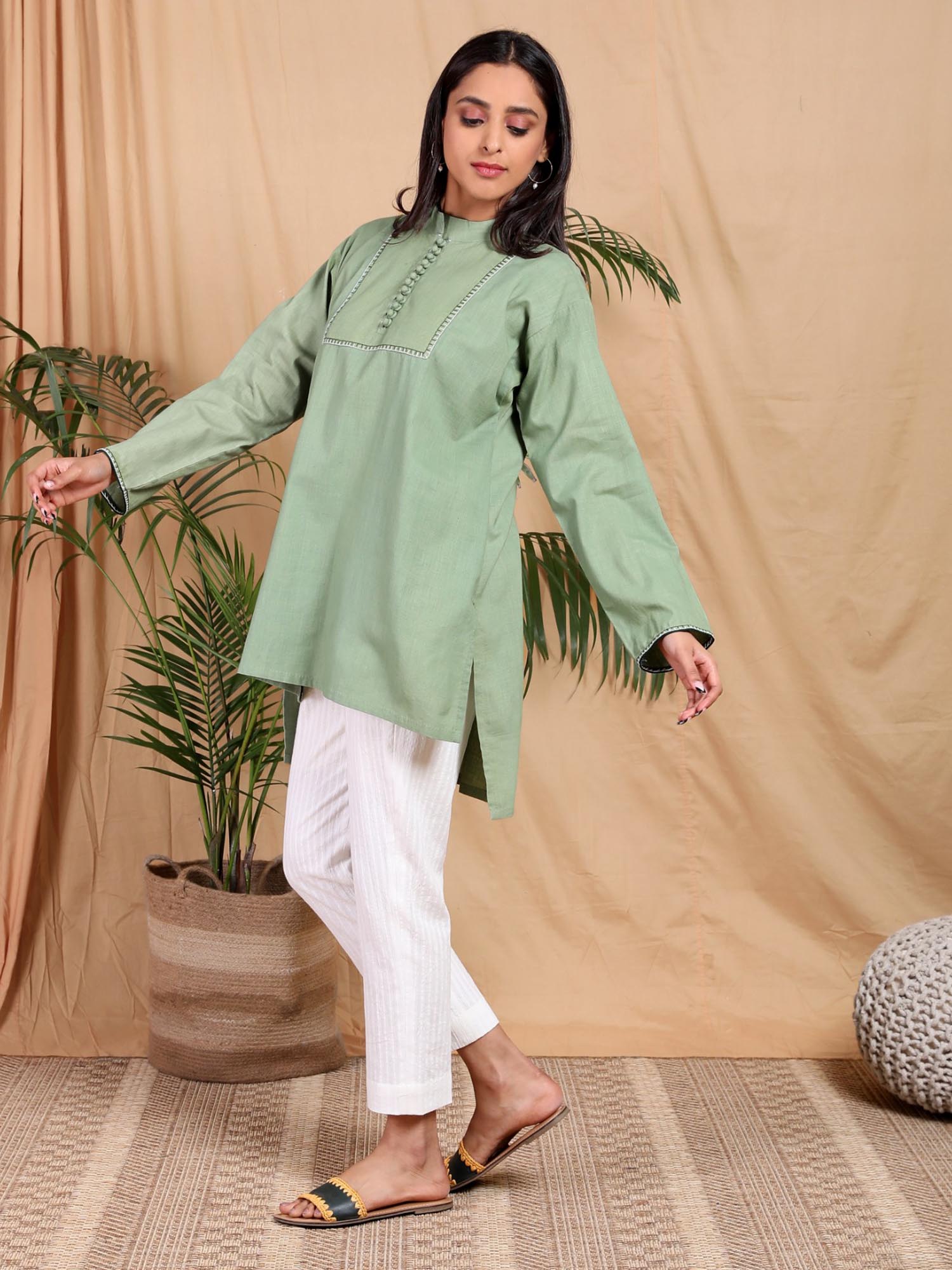 mushio Hariyali Kurta with Thread Work-picture-1